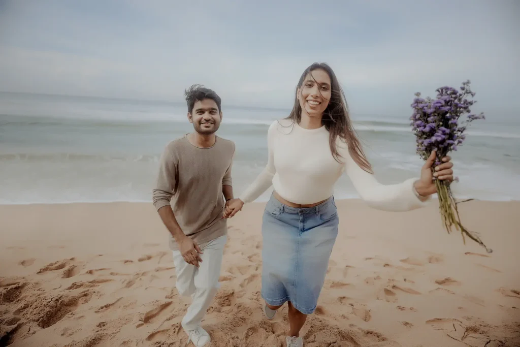 Engaged couple at Varkala Beach
