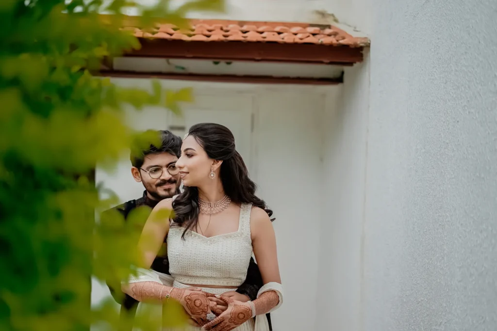 Beautiful wedding couple in traditional attire in Trivandrum
